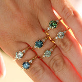 1.14ct Round Deep Blue Montana Sapphire and Princess Cut Diamond Rapids Low Profile Ring in 14k Yellow Gold