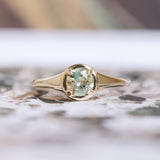 0.85ct Bicolor Round Montana Sapphire Low Profile 4 Prong Signet Solitaire in 14k Yellow Gold
