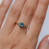 1.21ct Oval Blue Precision Cut Montana Sapphire Low Profile 4 Prong Leaf Bud Solitaire in 14k Yellow Gold