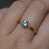 0.81ct Blue Montana Sapphire and Princess Cut Diamond Rapids Low Profile Ring in 14k Yellow Gold