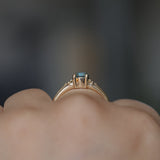 0.81ct Blue Montana Sapphire and Princess Cut Diamond Rapids Low Profile Ring in 14k Yellow Gold