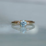 0.81ct Blue Montana Sapphire and Princess Cut Diamond Rapids Low Profile Ring in 14k Yellow Gold
