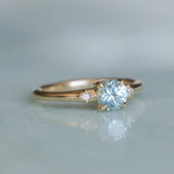 0.81ct Blue Montana Sapphire and Princess Cut Diamond Rapids Low Profile Ring in 14k Yellow Gold
