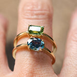 1.42ct Oval Blue Montana Sapphire Low Profile 4 Prong East-West Solitaire in 14k Yellow Gold