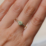 0.84ct Round Light Green Montana Sapphire Low Profile Four Prong Spring Bloom Solitaire in 14k Yellow Gold