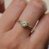 0.84ct Round Light Green Montana Sapphire Low Profile Four Prong Spring Bloom Solitaire in 14k Yellow Gold