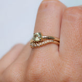 0.84ct Round Light Green Montana Sapphire Low Profile Four Prong Spring Bloom Solitaire in 14k Yellow Gold