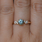 1.01ct Light Teal Montana Sapphire and Diamond Starry Night Low Profile Solitaire in 14k Yellow Gold