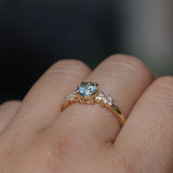 1.01ct Light Teal Montana Sapphire and Diamond Starry Night Low Profile Solitaire in 14k Yellow Gold