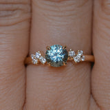 1.01ct Light Teal Montana Sapphire and Diamond Starry Night Low Profile Solitaire in 14k Yellow Gold