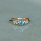 1.01ct Light Teal Montana Sapphire and Diamond Starry Night Low Profile Solitaire in 14k Yellow Gold