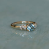 1.01ct Light Teal Montana Sapphire and Diamond Starry Night Low Profile Solitaire in 14k Yellow Gold