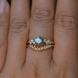 1.01ct Light Teal Montana Sapphire and Diamond Starry Night Low Profile Solitaire in 14k Yellow Gold