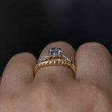 1.01ct Light Teal Montana Sapphire and Diamond Starry Night Low Profile Solitaire in 14k Yellow Gold