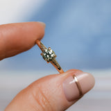 0.79ct Round Light Green Montana Sapphire Low Profile Four Prong Spring Bloom Solitaire in 14k Yellow Gold