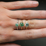 0.89ct Oval Precision Cut Spring Green Montana Sapphire Evergreen Carved 4 Prong Solitaire in 14k White Gold