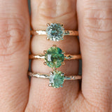1.44ct Round Precision Cut Montana Sapphire Flat Band 4 Prong Solitaire Evergreen Ring in 14k Yellow Gold