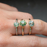 0.89ct Oval Precision Cut Spring Green Montana Sapphire Evergreen Carved 4 Prong Solitaire in 14k White Gold