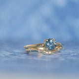 0.98ct Deep Teal Blue to Purple Montana Sapphire Low Profile 4 Prong Solitaire in 14k Yellow Gold