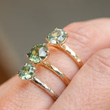 1.44ct Round Precision Cut Montana Sapphire Flat Band 4 Prong Solitaire Evergreen Ring in 14k Yellow Gold