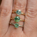 1.44ct Round Precision Cut Montana Sapphire Flat Band 4 Prong Solitaire Evergreen Ring in 14k Yellow Gold