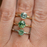 1.44ct Round Precision Cut Montana Sapphire Flat Band 4 Prong Solitaire Evergreen Ring in 14k Yellow Gold