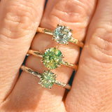 0.89ct Oval Precision Cut Spring Green Montana Sapphire Evergreen Carved 4 Prong Solitaire in 14k White Gold