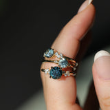 0.81ct Blue Montana Sapphire and Princess Cut Diamond Rapids Low Profile Ring in 14k Yellow Gold