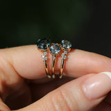 0.81ct Blue Montana Sapphire and Princess Cut Diamond Rapids Low Profile Ring in 14k Yellow Gold