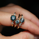 0.81ct Blue Montana Sapphire and Princess Cut Diamond Rapids Low Profile Ring in 14k Yellow Gold