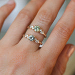 0.75ct Round Untreated Silvery Grey Montana Sapphire and Diamond Starry Night Low Profile Solitaire in 14k Yellow Gold