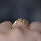 0.71ct Bicolor Round Montana Sapphire and Princess Cut Diamond Rapids Low Profile Ring in 18k Yellow Gold