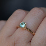 0.78ct Round Seafoam Teal Green Montana Sapphire Four Prong Lotus Solitaire in 14k Yellow Gold