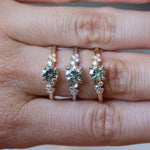0.75ct Round Untreated Silvery Grey Montana Sapphire and Diamond Starry Night Low Profile Solitaire in 14k Yellow Gold