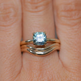 1.69ct Untreated Cushion Cut Blue Montana Sapphire Low Profile 4 Prong Solitaire in 14k Yellow Gold