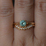0.78ct Round Seafoam Teal Green Montana Sapphire Four Prong Lotus Solitaire in 14k Yellow Gold