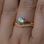 0.78ct Round Seafoam Teal Green Montana Sapphire Four Prong Lotus Solitaire in 14k Yellow Gold