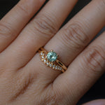 0.78ct Round Seafoam Teal Green Montana Sapphire Four Prong Lotus Solitaire in 14k Yellow Gold