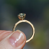 1.44ct Round Precision Cut Montana Sapphire Flat Band 4 Prong Solitaire Evergreen Ring in 14k Yellow Gold