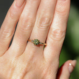 0.85ct Round Light Green Montana Sapphire and Princess Cut Diamond Rapids Low Profile Ring in 14k Yellow Gold