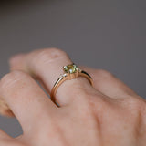 0.85ct Round Light Green Montana Sapphire and Princess Cut Diamond Rapids Low Profile Ring in 14k Yellow Gold