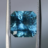 5.53CT RADIANT CUT MONTANA SAPPHIRE, TEAL BLUE AND LIGHT GREEN, UNTREATED, 9.39X9.21X6.75MM - APPRAISED STONE