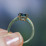 1.42ct Oval Blue Montana Sapphire Low Profile 4 Prong East-West Solitaire in 14k Yellow Gold