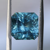 5.53CT RADIANT CUT MONTANA SAPPHIRE, TEAL BLUE AND LIGHT GREEN, UNTREATED, 9.39X9.21X6.75MM - APPRAISED STONE