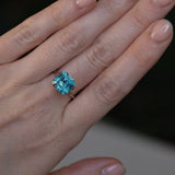 5.53CT RADIANT CUT MONTANA SAPPHIRE, TEAL BLUE AND LIGHT GREEN, UNTREATED, 9.39X9.21X6.75MM - APPRAISED STONE