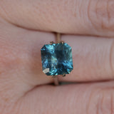 5.53CT RADIANT CUT MONTANA SAPPHIRE, TEAL BLUE AND LIGHT GREEN, UNTREATED, 9.39X9.21X6.75MM - APPRAISED STONE