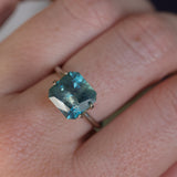 5.53CT RADIANT CUT MONTANA SAPPHIRE, TEAL BLUE AND LIGHT GREEN, UNTREATED, 9.39X9.21X6.75MM - APPRAISED STONE