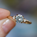 0.91ct Untreated Round White Montana Sapphire and Princess Cut Diamond Rapids Low Profile Ring in 14k Yellow Gold