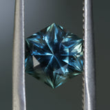 2.12CT HEXAGON BRILLIANT MONTANA SAPPHIRE, OCEAN BLUE AND GREEN, UNTREATED, 8.35X7.24X5.31MM - APPRAISED STONE