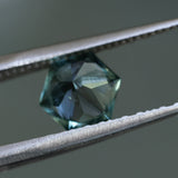 2.12CT HEXAGON BRILLIANT MONTANA SAPPHIRE, OCEAN BLUE AND GREEN, UNTREATED, 8.35X7.24X5.31MM - APPRAISED STONE